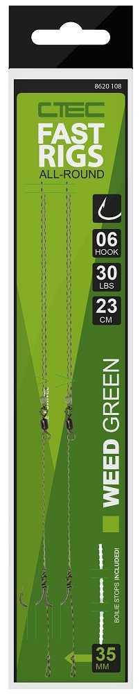 Spro náväzec c tec fast rigs weedy zelená 23 cm 30 lb 2 ks - veľkosť háčika 2