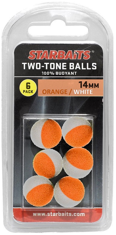 Starbaits plávajúce guličky two tones balls 6 ks - 14 mm oranžová biela