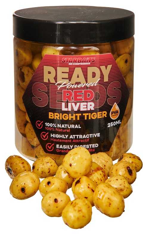 Starbaits tygrí orech ready seeds bright tiger 250 ml - red liver